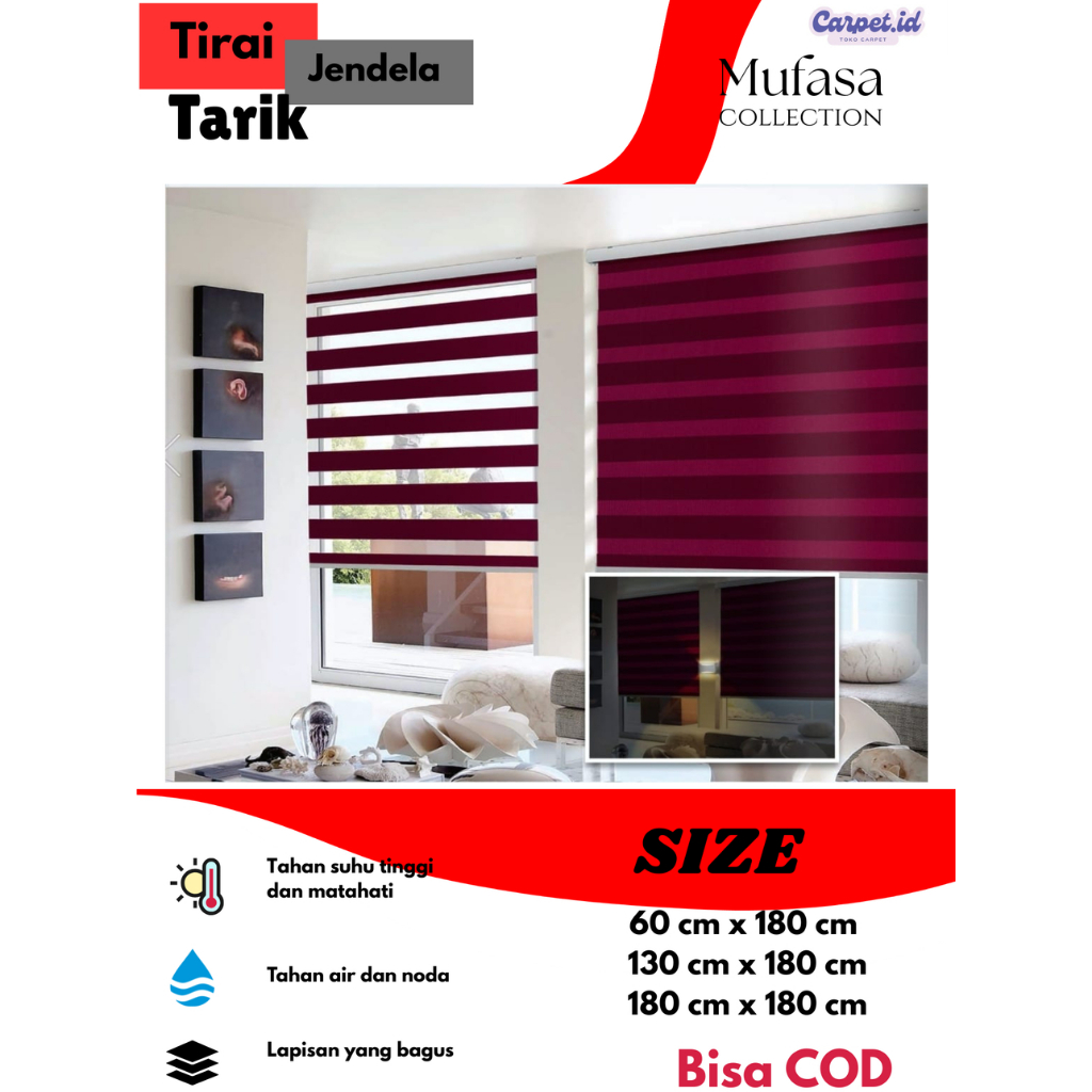 Zebra Blind Tirai Jendela Double Layers
