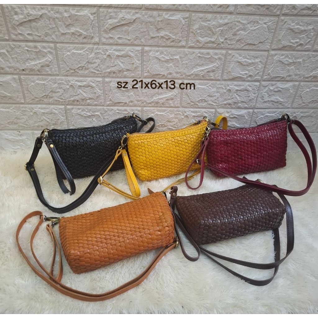 NEW SLING BAG MINI KULIT ANYAM - TAS SELEMPANG KECIL DOMPET ASLI HANDMADE KERAJINAN JOGJA TAS WANITA