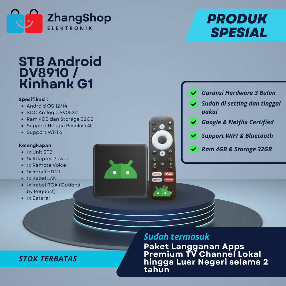 Android TV Box DV8910 / Kinhank G1 CFW Root Full Aplikasi dan Free Channel TV