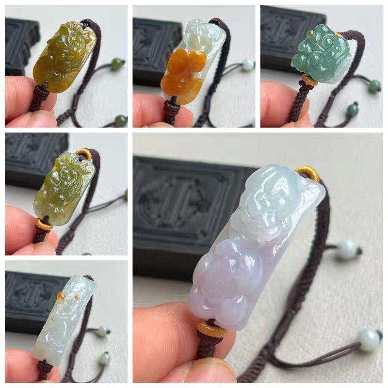 [100% Asli Natural Giok/Jadeite] FEATHER HONGKONG - Gelang Tangan Giok Jadeite Serut Tali Crafting