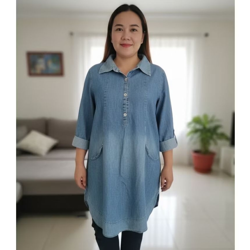 Atasan jeans/tunik jeans/tunik levis wanita size JUMBO PRELOVED