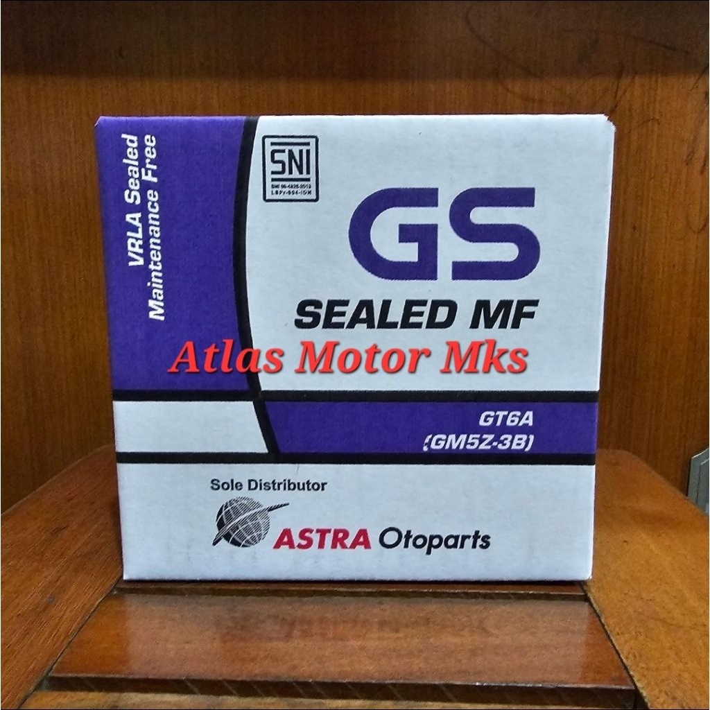 [1PC][GT6A][GM5Z-3B] ACCU AKI GS ASTRA MF MAINTENANCE FREE 12V-5Ah/10Hr MOTOR VARIO / BEAT / SCOOPY 