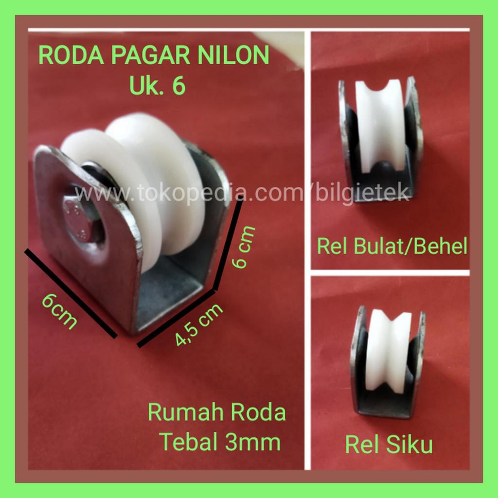 Roda Pagar Nilon uk 6 cm Pintu pagar gerbang Besi Laher Bearing baru