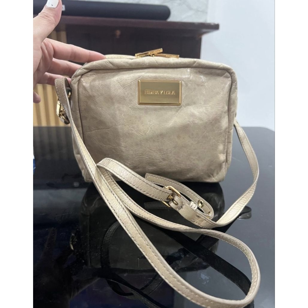 Tas Sling BimbaYLola Authentic Preloved Moca Gold Kulit Asli / Tas Wanita Selempang Kulit Asli / Tas