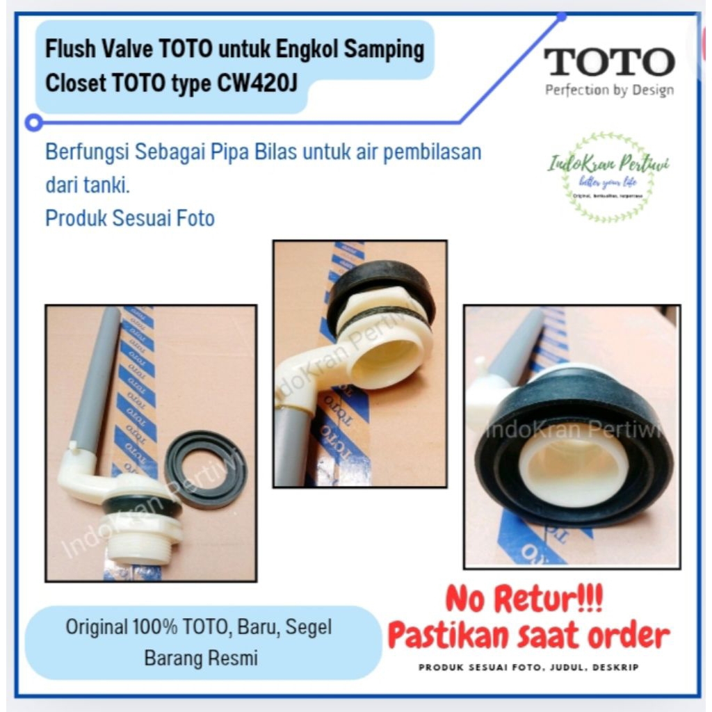 Flush Valve Engkol Samping TOTO untuk Closet TOTO Type CW420J/Pipa Bilas TOTO/Spare Part TOTO
