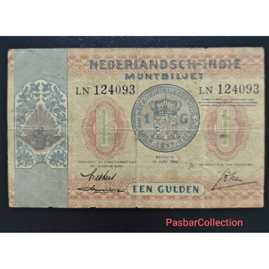 Uang Kuno Nederlandsch-Indie 1 Gulden 1940 – Seri Muntbiljet