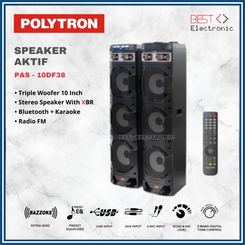 SPEAKER AKTIF POLYTRON PAS 10DF38 PAS10DF38 10DF38 BLUETOOTH 10DF28