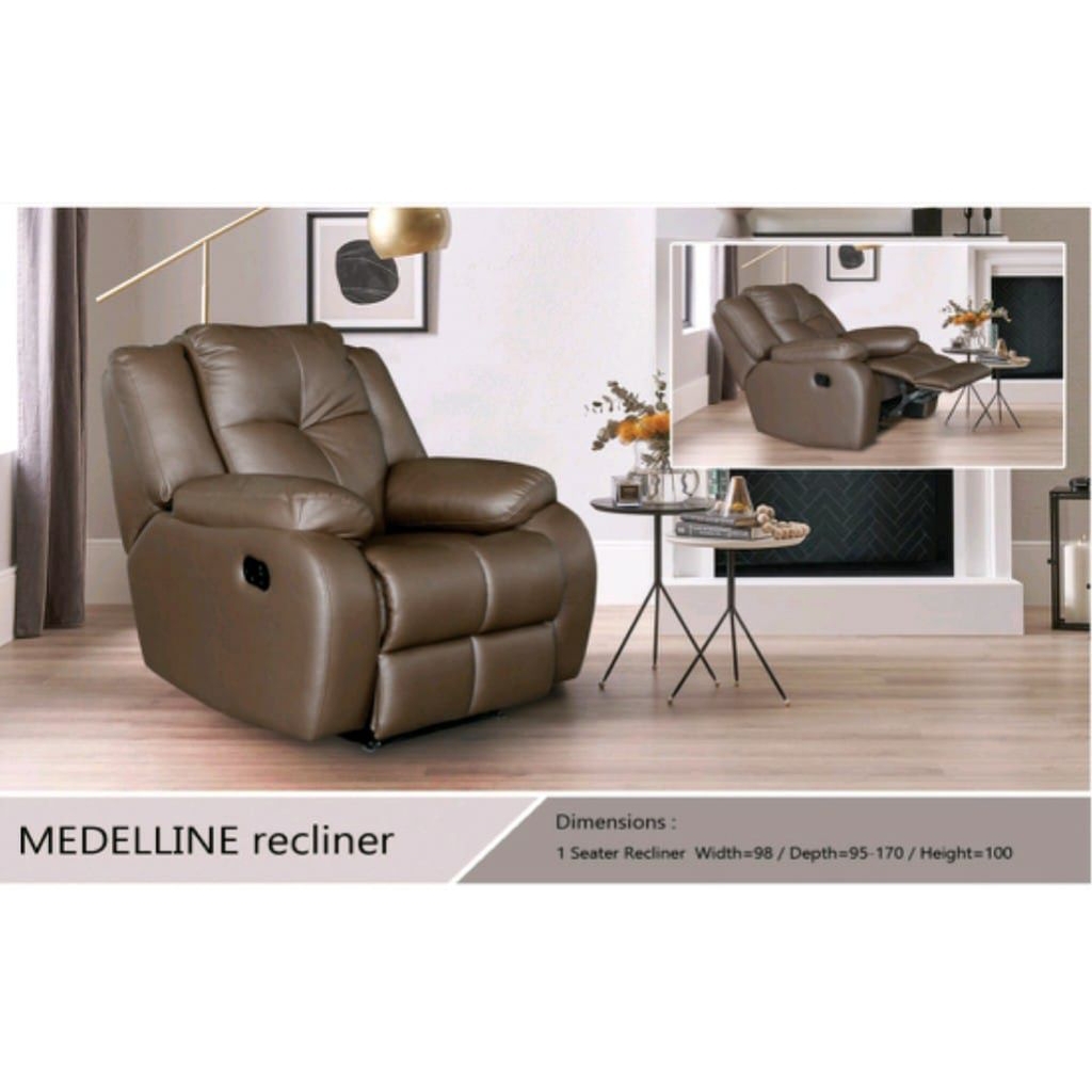 9898 - Modis Sofa Santa - Medellinei Recliner 3+1 Seater - Kursi Santai Premium Empuk & Nyaman