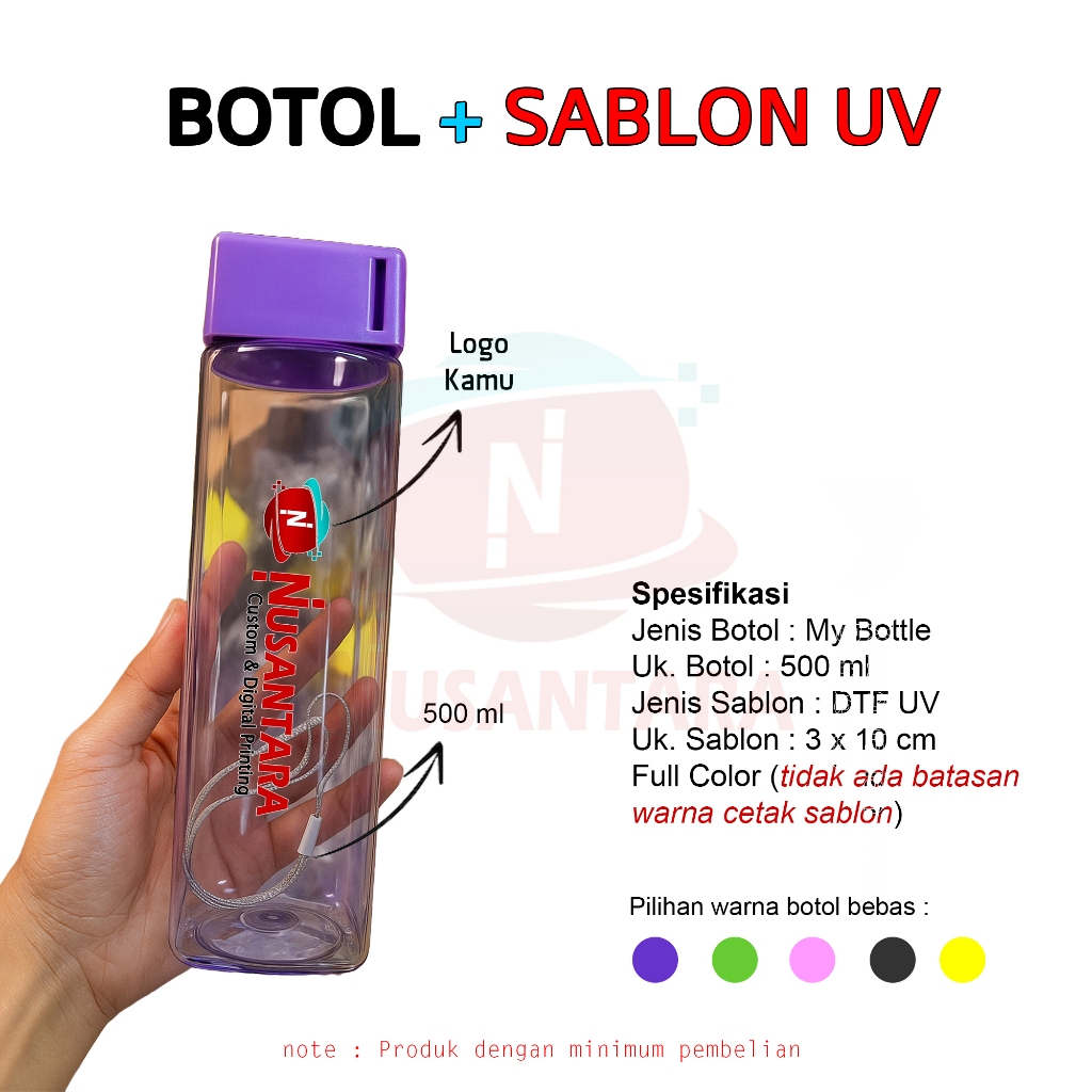 BOTOL / My Bottle Custom / Botol Sablon + Box