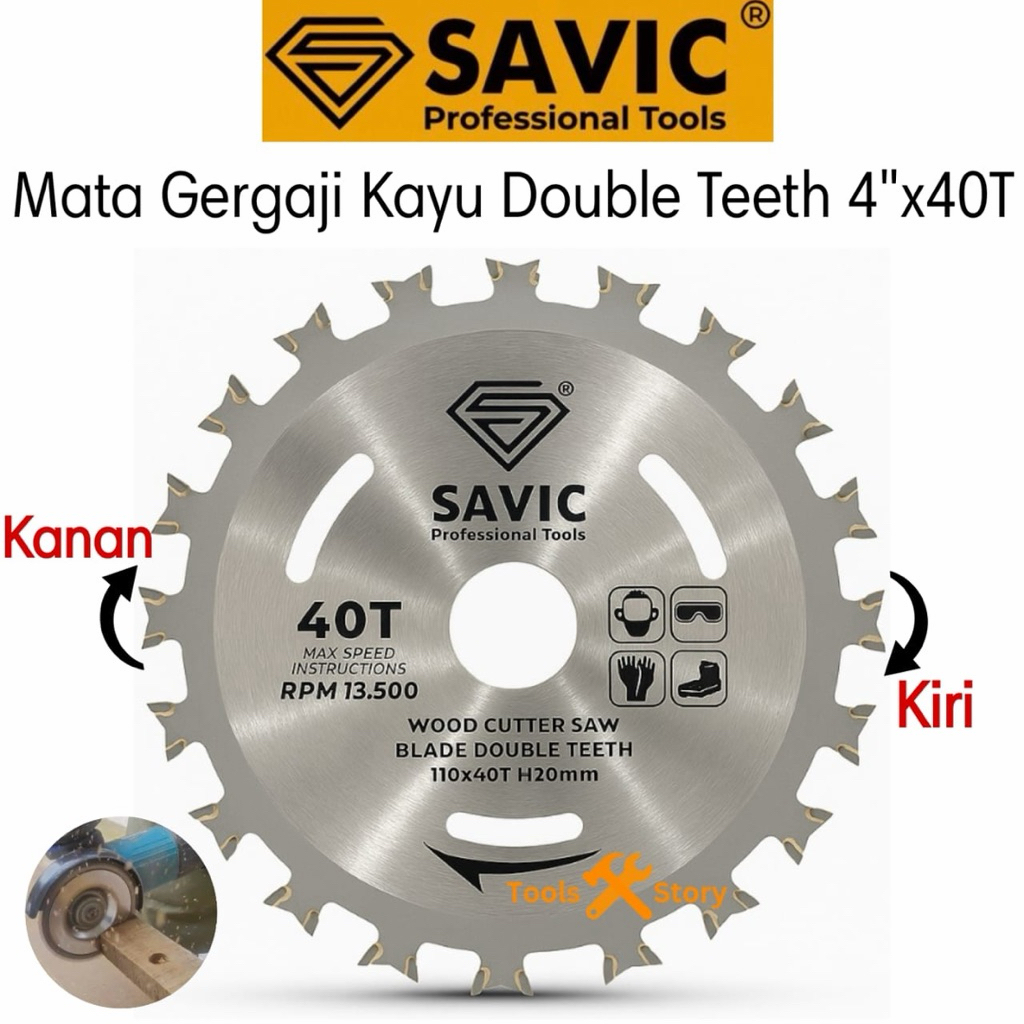 SAVIC Mata Circular Saw Blade Gergaji Gerinda Potong Kayu 4” Inchi Inch x 40T Double teeth Mata