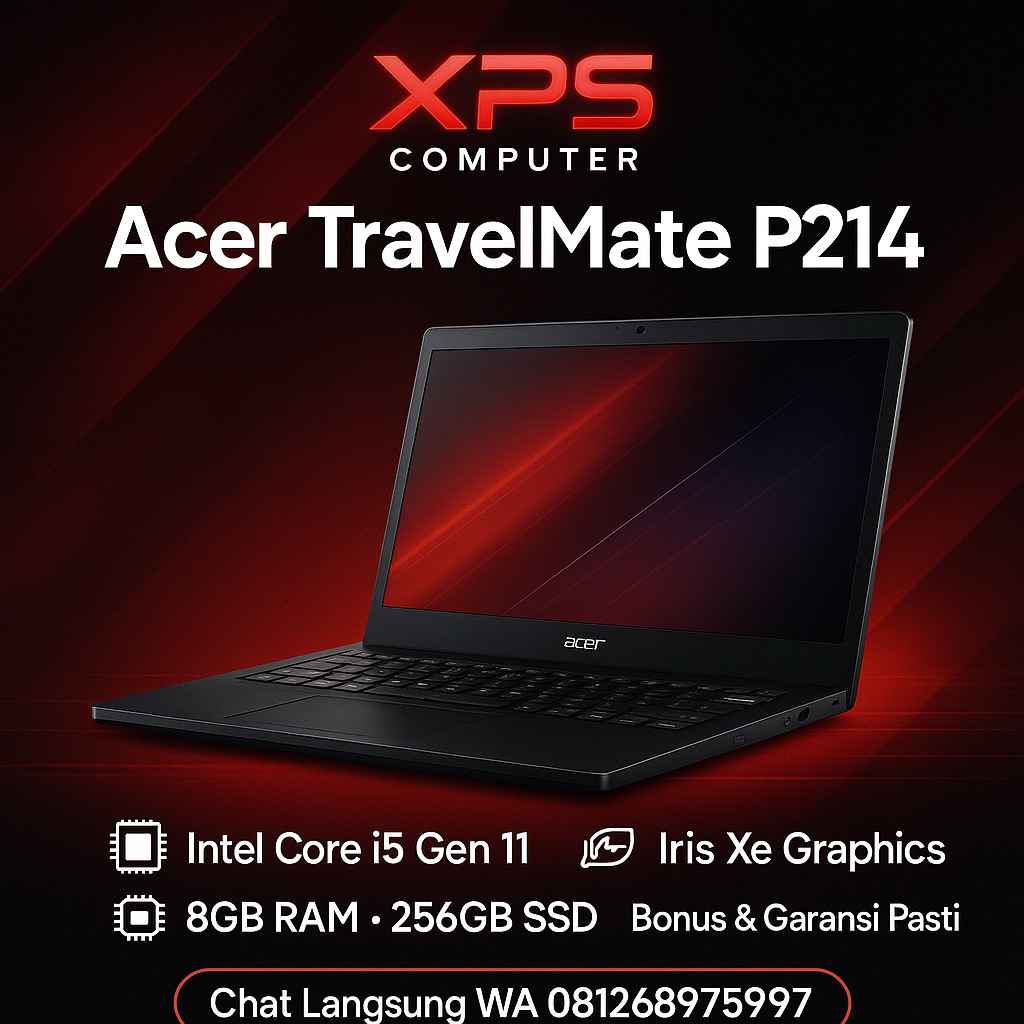 LAPTOP SEKEN MURAH ACER TRAVELMATE P214 CORE I5 GEN 11 / 16GB / 256GB SSD / MULUSS HIGHEND BERGARANS