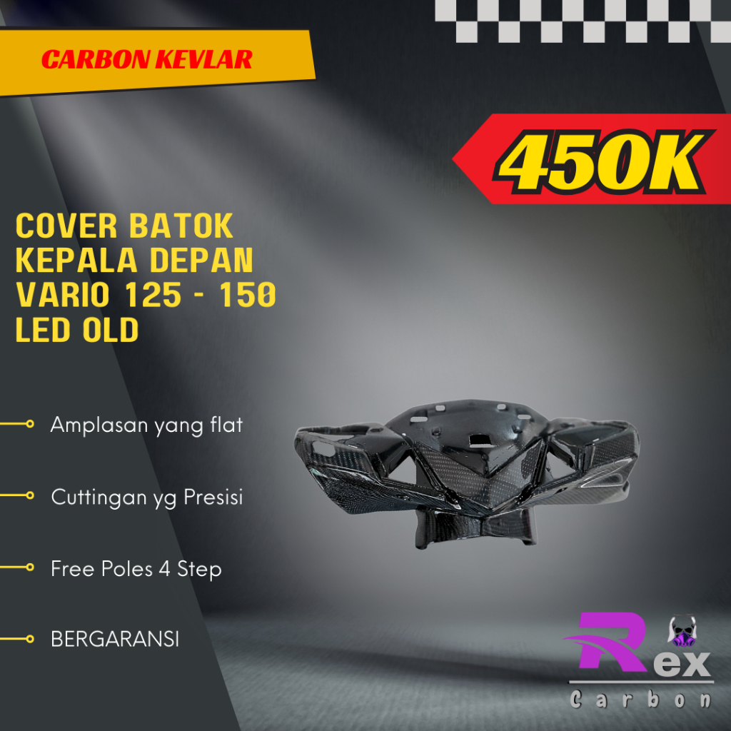 Cover Batok Kepala Depan Vario 125 150 Led Old Carbon Kevlar Karbon Fiber