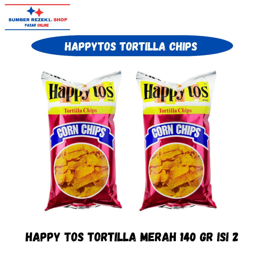 [PAKET HEMAT ISI 2] HappyTos Merah 140 Gr Tortilla Chips Snack Keripik Jagung PROMO MURAH