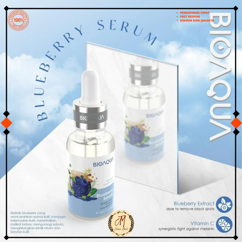 JAKMUR Serum Wajah Bioaqua Blueberry Essence Serum Glowing Anti Penuaan Dini dan Anti Jerawat
