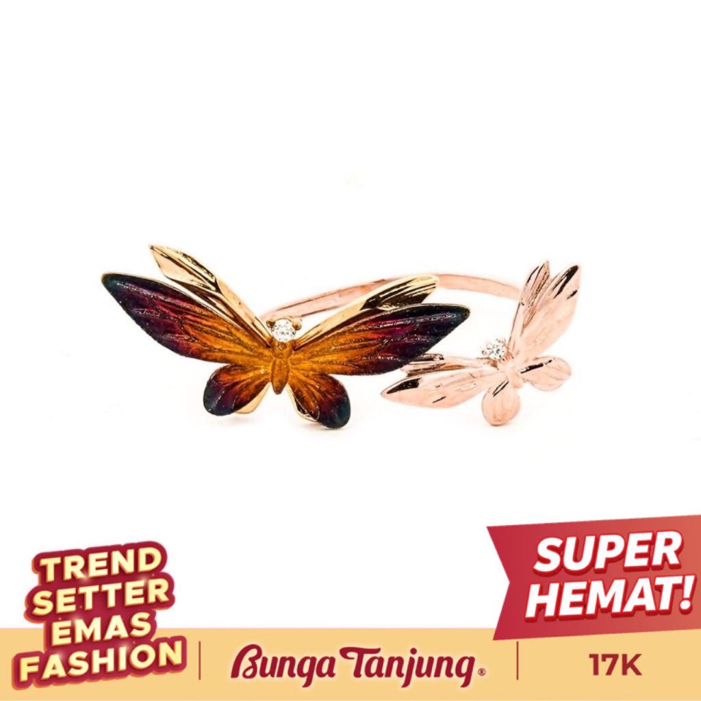 CINCIN TINJU OMBRE KUPU KUPU - EMAS 17K - BUNGA TANJUNG