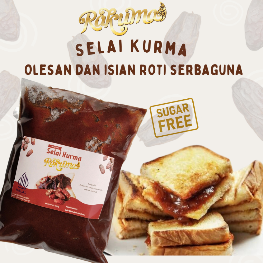 Rakuma Selai/Pasta Kurma Kiloan Kemasan Horeca – Cocok untuk Olesan Roti, Donat, Pancake 1kg