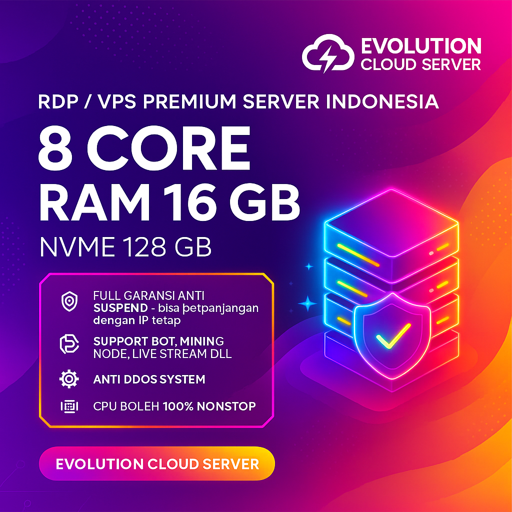 RDP / VPS 8 CORE RAM 16 GB WINDOWS / LINUX Legal Indonesia 🔥 Full Access • Murah & Stabil • Bisa Har