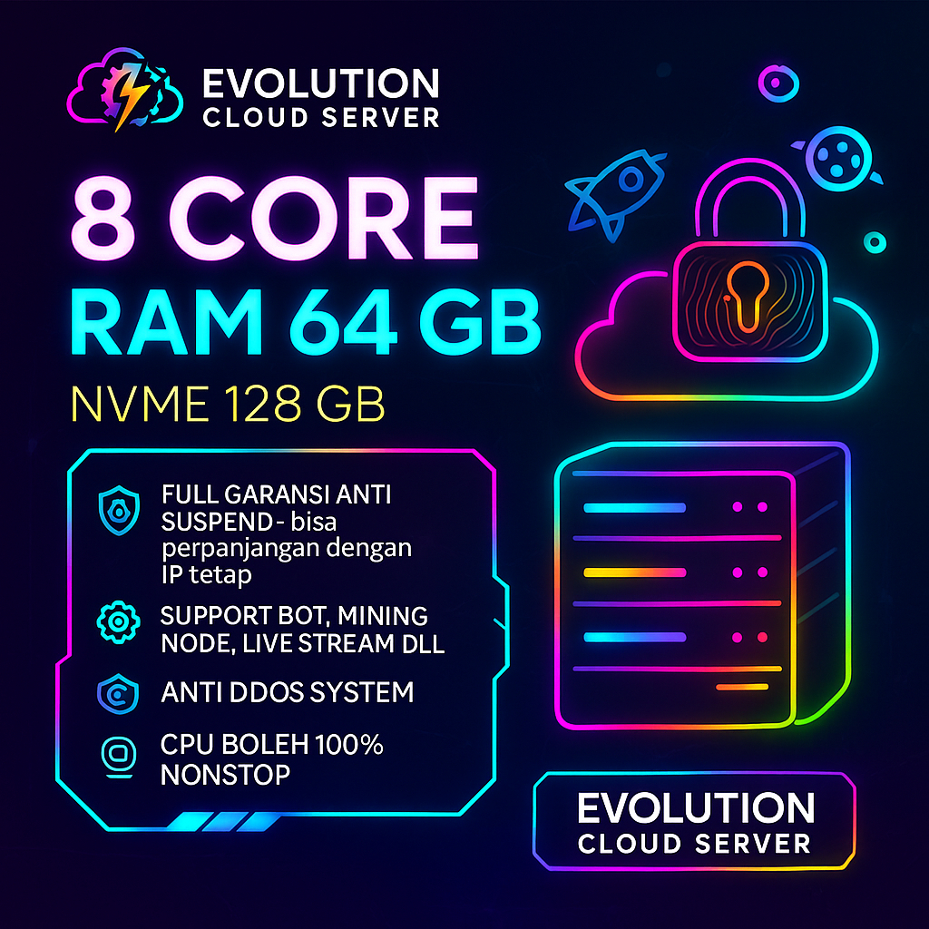 RDP / VPS 8 CORE 64 GB Legal WINDOWS / LINUX Indonesia 🔥 Full Access • Murah & Stabil • Bisa Harian 