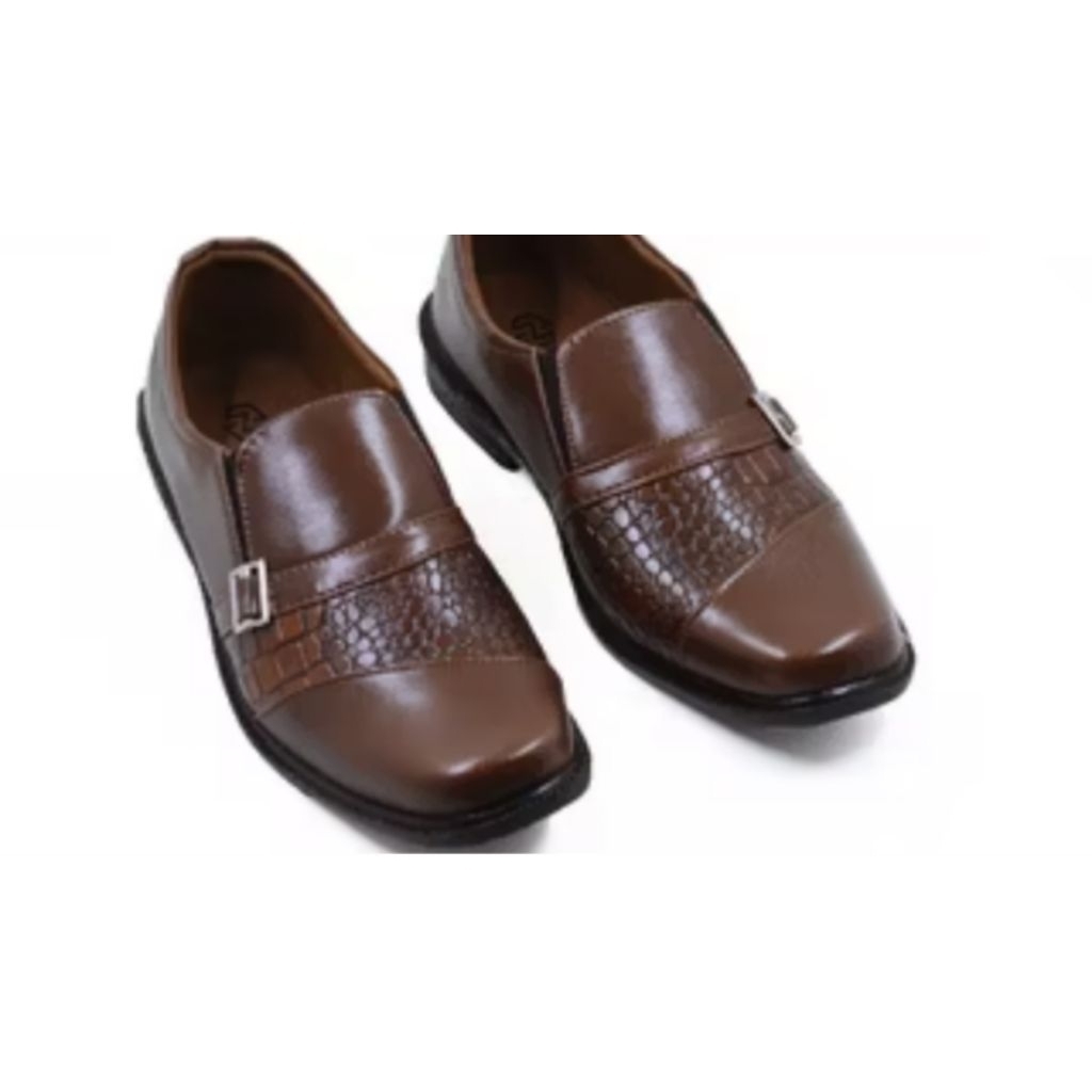 KODE N | Sepatu Pantofel Pria Slip-On Coklat