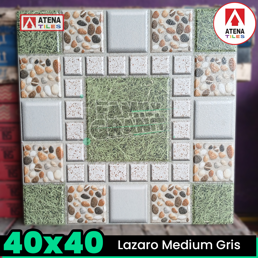 Keramik Kasar 40x40 Atena Lazaro Medium Gris Lantai Ubin Teras / Taman Matte