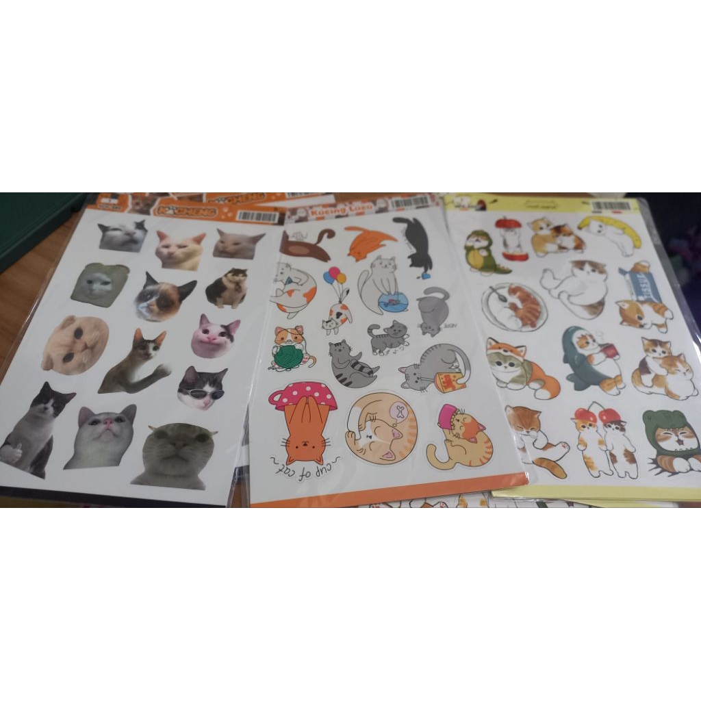 STIKER MEME KUCING LUCU | VINYL ANTI AIR | UNTUK LAPTOP, HP, HELM, DLL