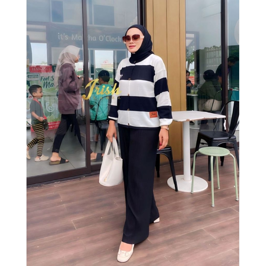 FELICIA SET BY IRISH LABEL SETELAN CARDI BLUS RAJUT PREMIUM DAN CELANA KULOT PLISKET PREMIUM JUMBO