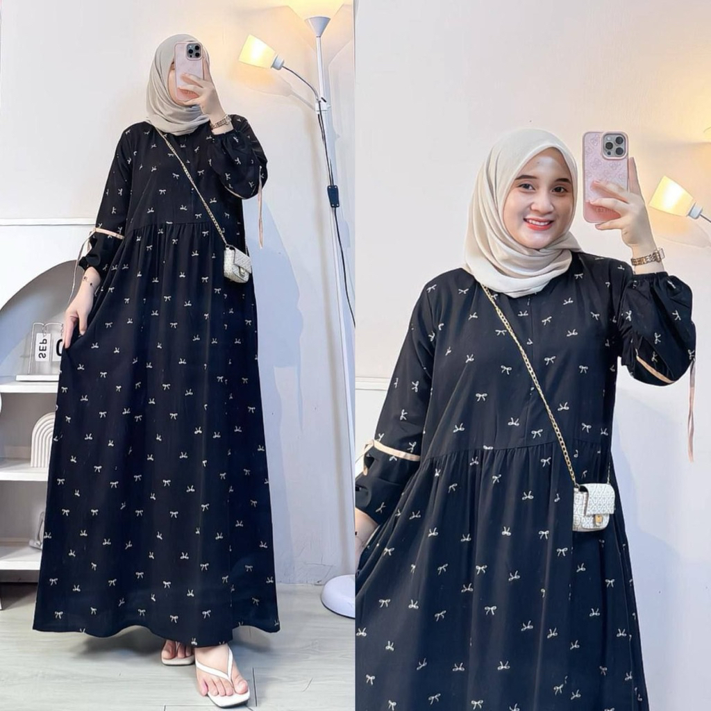 Gamis Terbaru Pita Model Terbaru Gamis Motif Aestetik Model Terbaru Gamis Lebaran Rayon Adem