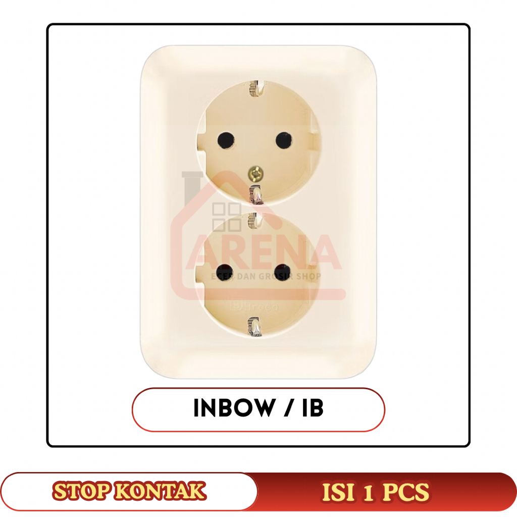 Broco Stop Kontak 2 Lubang Inbow IB Broco 15320 New Gee Cream Socket Colokan Arde Inbow Tanam