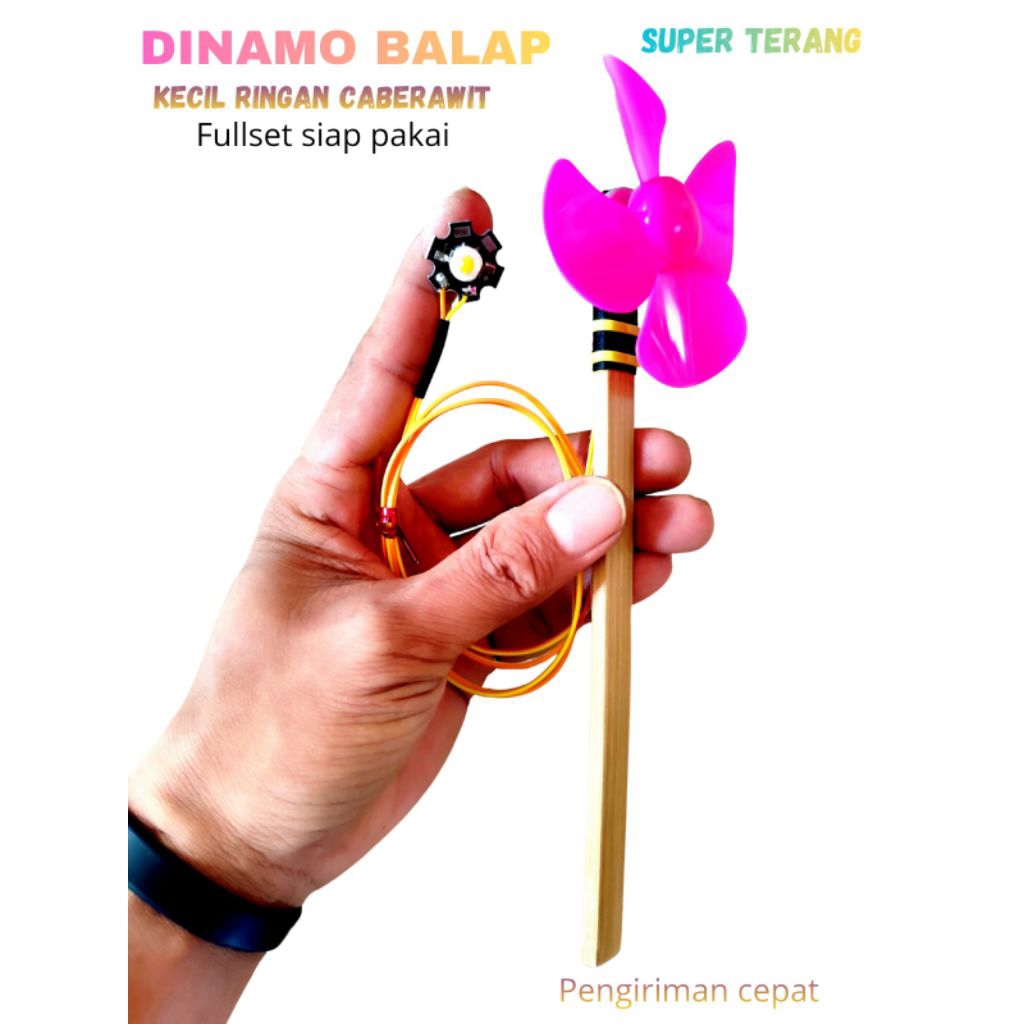 lampu layang layangan koang gapangan dinamo balap kecil / super terang / siap pakai (baling" 5.5cm)