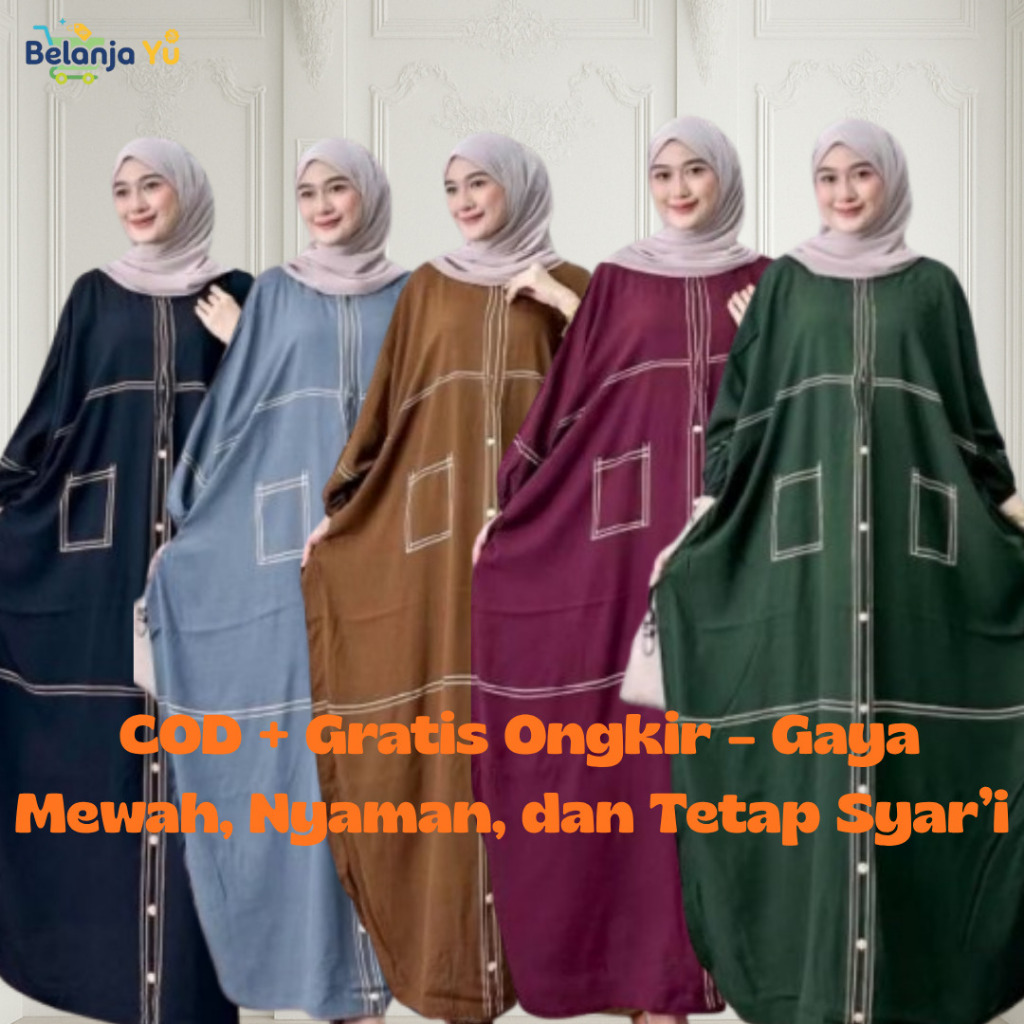 Sofia Kaftan Rayon Jumbo Busui – Gamis Batik Salur Pekalongan Dress Muslimah LD170 PB140