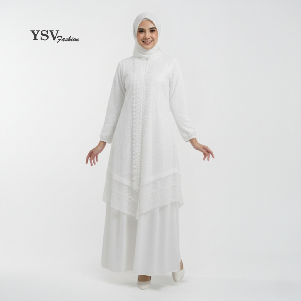 Y2CN Gamis Rompi Nempel Syar'i Putih mewah 364 092
