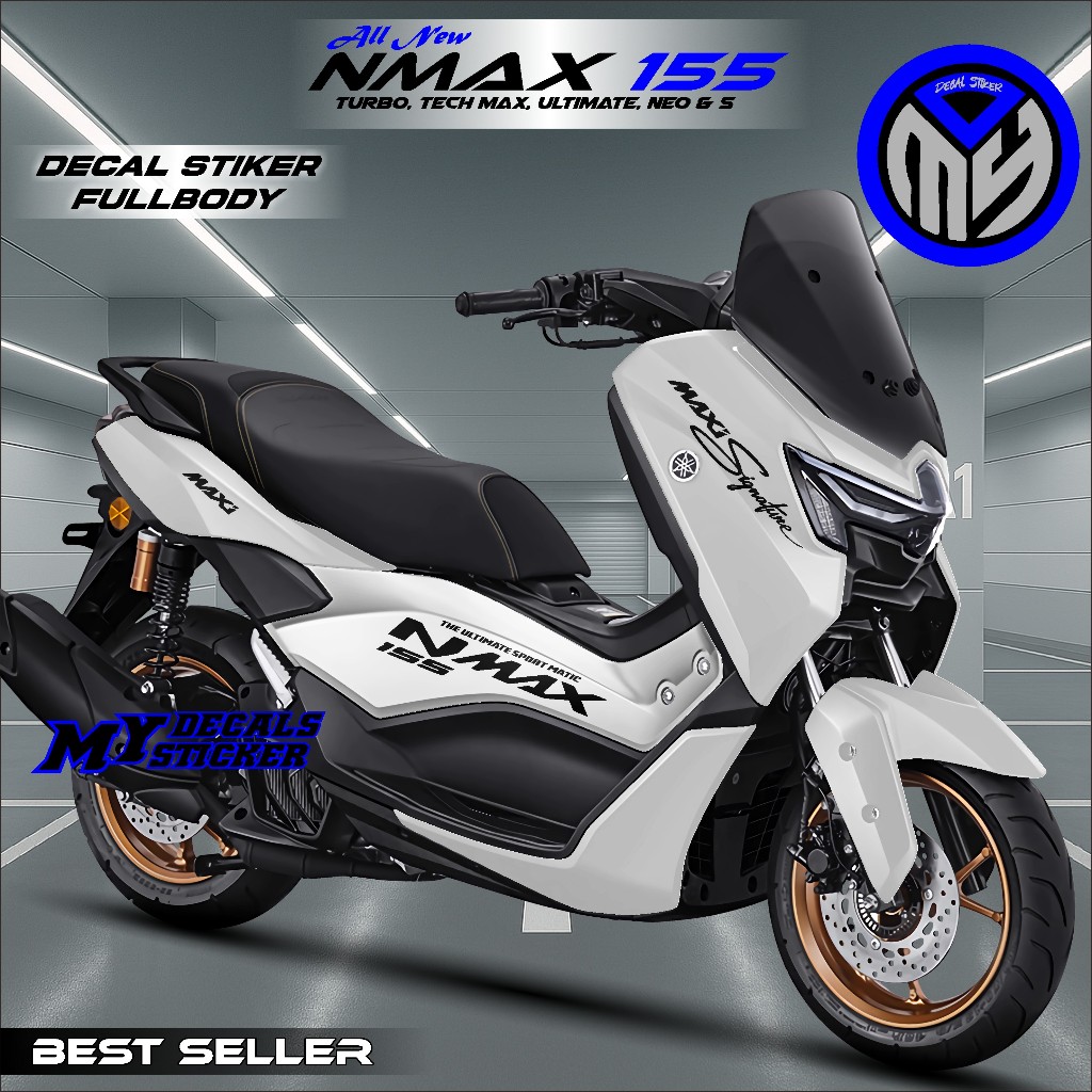 MY Decal Sticker Yamaha Nmax TURBO NEO S 2024 2025 Fullbody - Desain Maxi Warna Putih Simple Keren