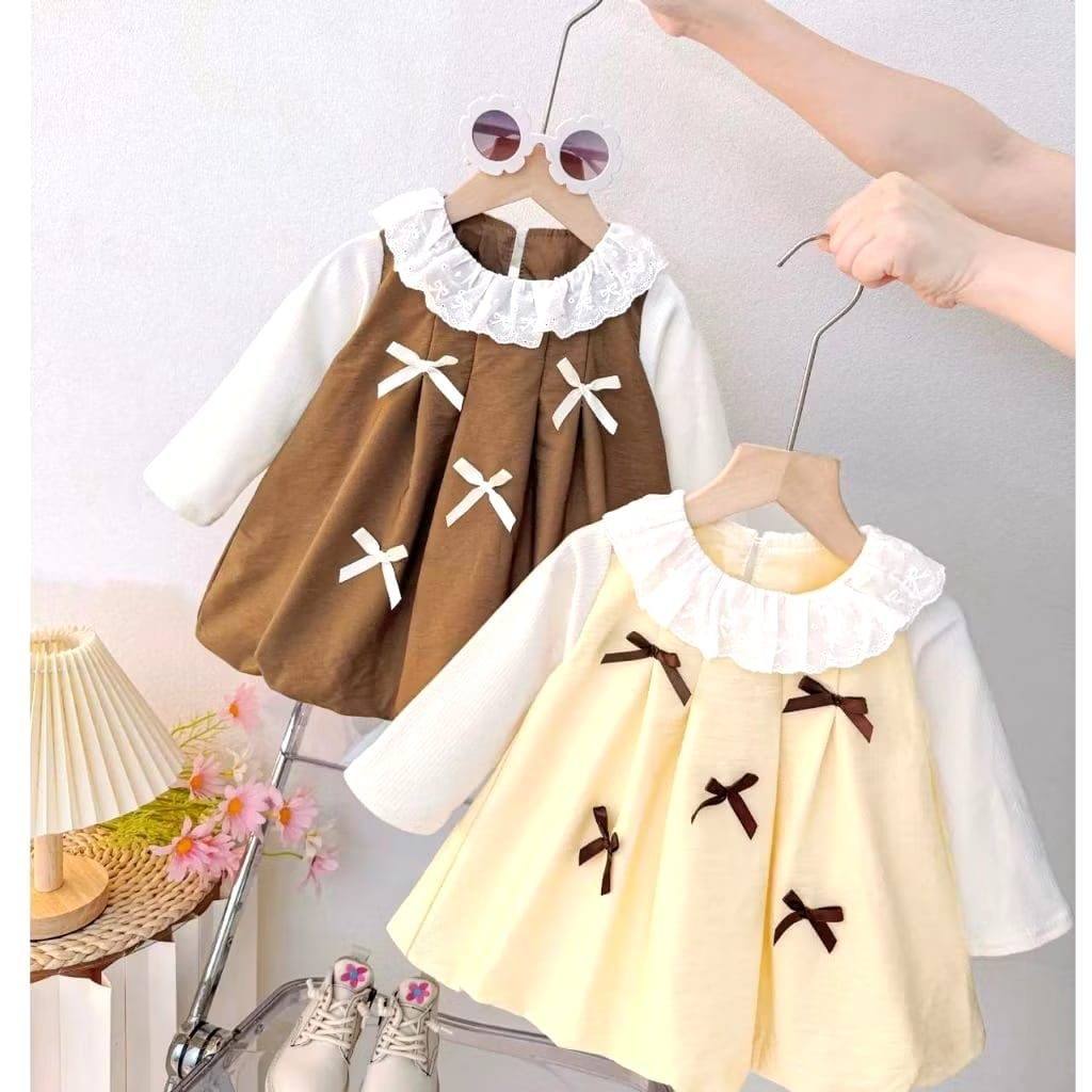 DRESS ANAK PEREMPUAN DRESS ANAK IMPORT DRESS MODEL BALON PITA PITA