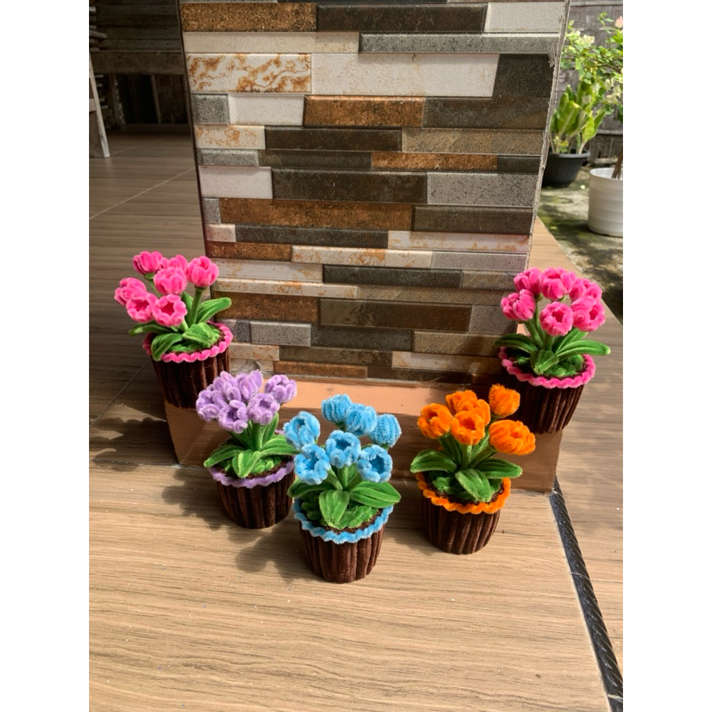 Bunga hias kecil | vas bunga kawat bulu | bunga hias mini