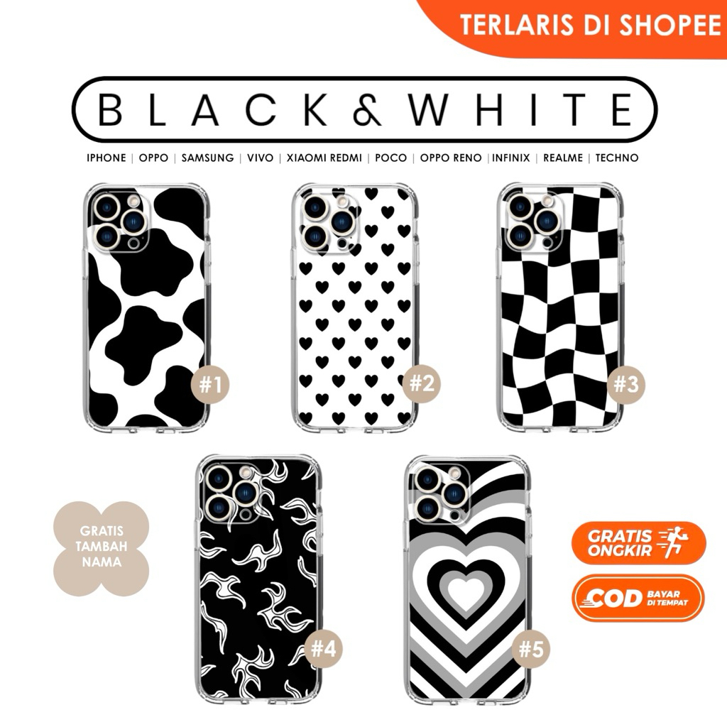 TERLARIS CASE HP MOTIF HITAM PUTIH AESTHETIC TYPE HP LENGKAP ANDROID IPHONE