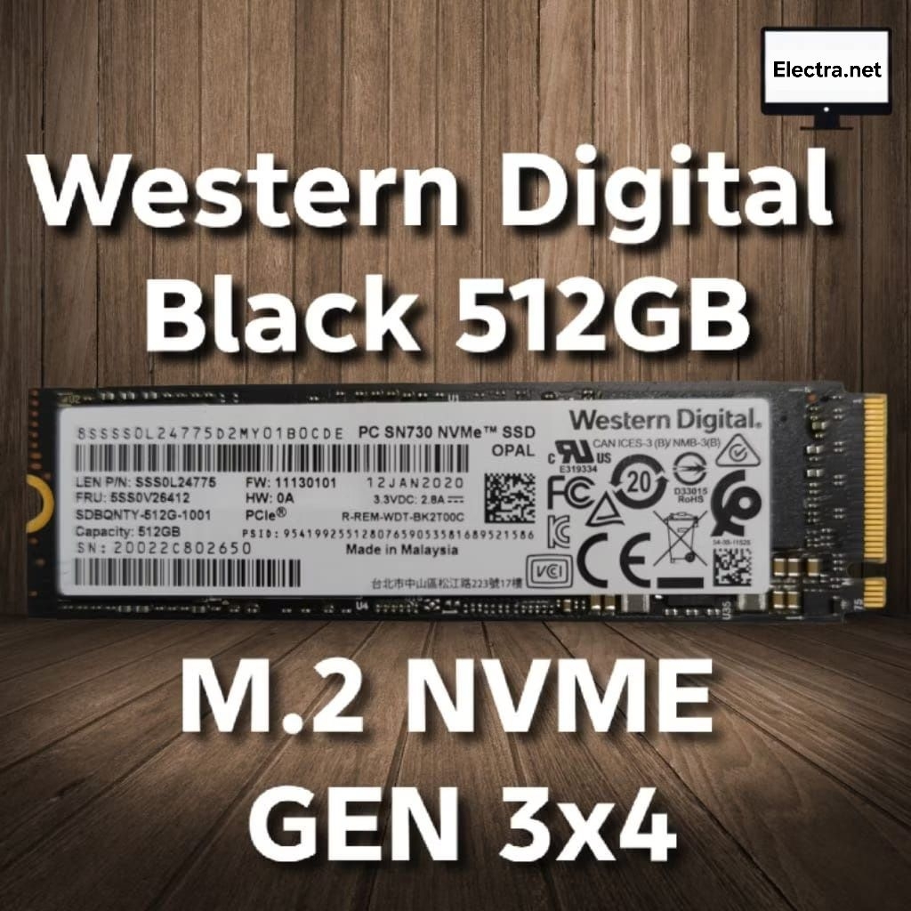 SSD NVMe Western Digital Black PC SN730 512GB Gen 3x4 M.2 2280 second Original