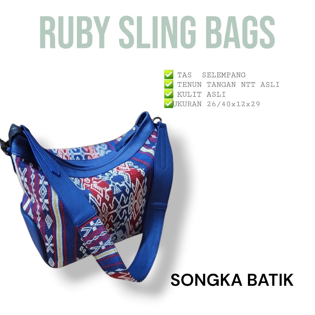 TAS SELEMPANG WANITA ETNIK TENUN NTT KULIT ASLI RUBY SLING