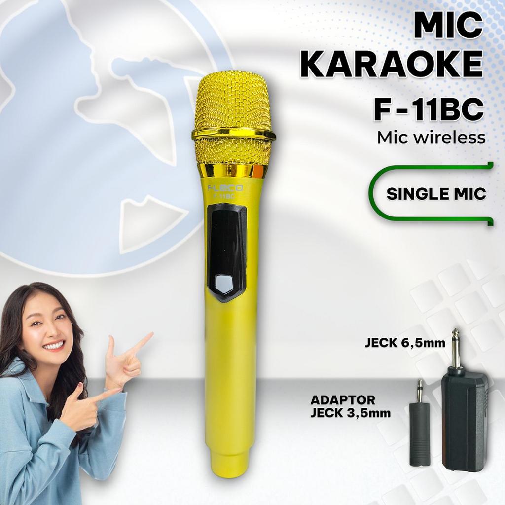 MIC single FLECO / Microphone Wireless Karaoke Fleco F-11 BC Mic Single Tanpa Kabel Ori