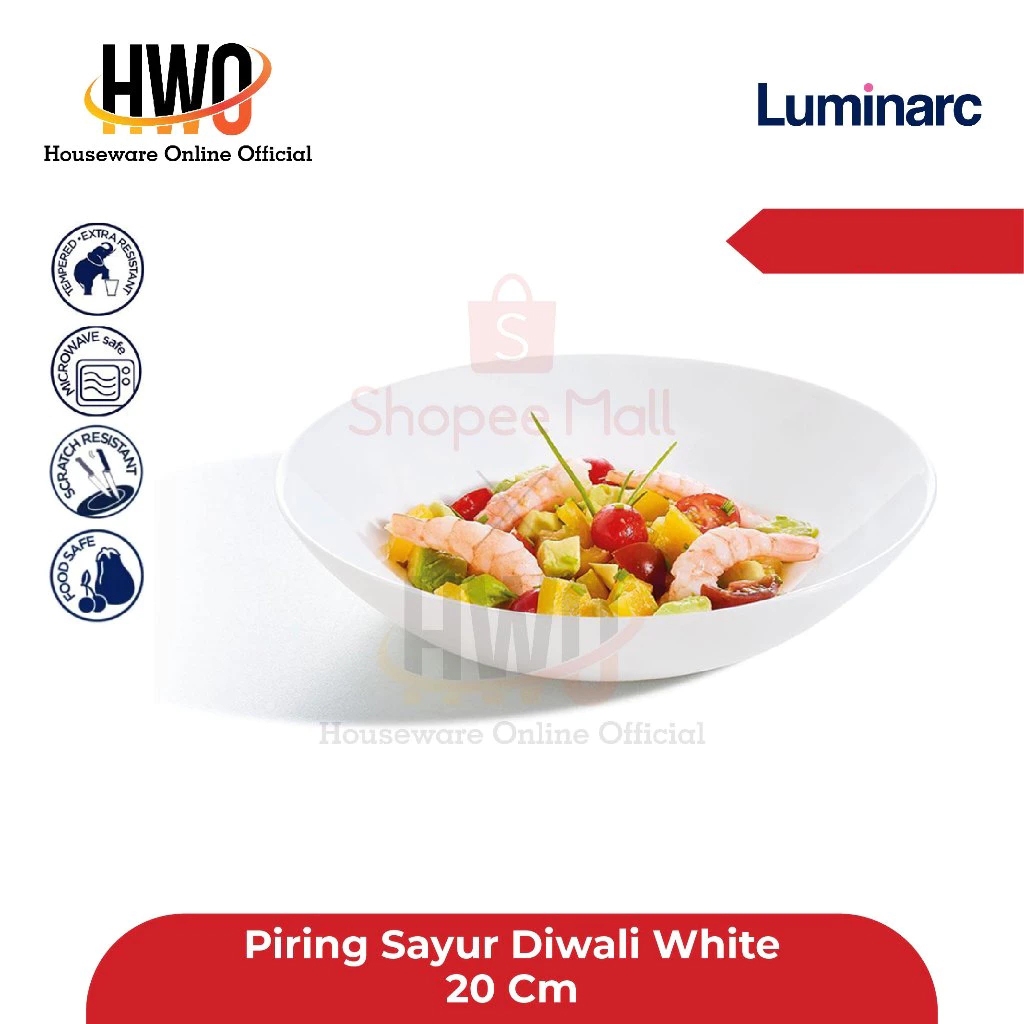 Luminarc Piring Sayur Diwali White Soup 20 Cm