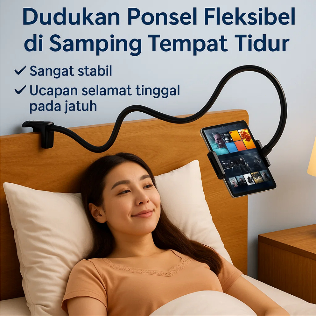 [Stand HP Tidur Meja Spiral Bisa Putar] Holder Hp Dinding/Holder Hp Jepit/ Spiral Fleksibel Arah Beb