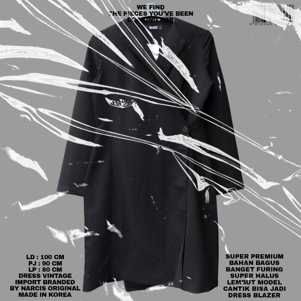 NARCIS BLAZER ORIGINAL/BLAZER IMPORT PREMIUM KOREAN/LONG BLAZER BLACK KOREAN LOOK/KOREAN STYLE BLAZE