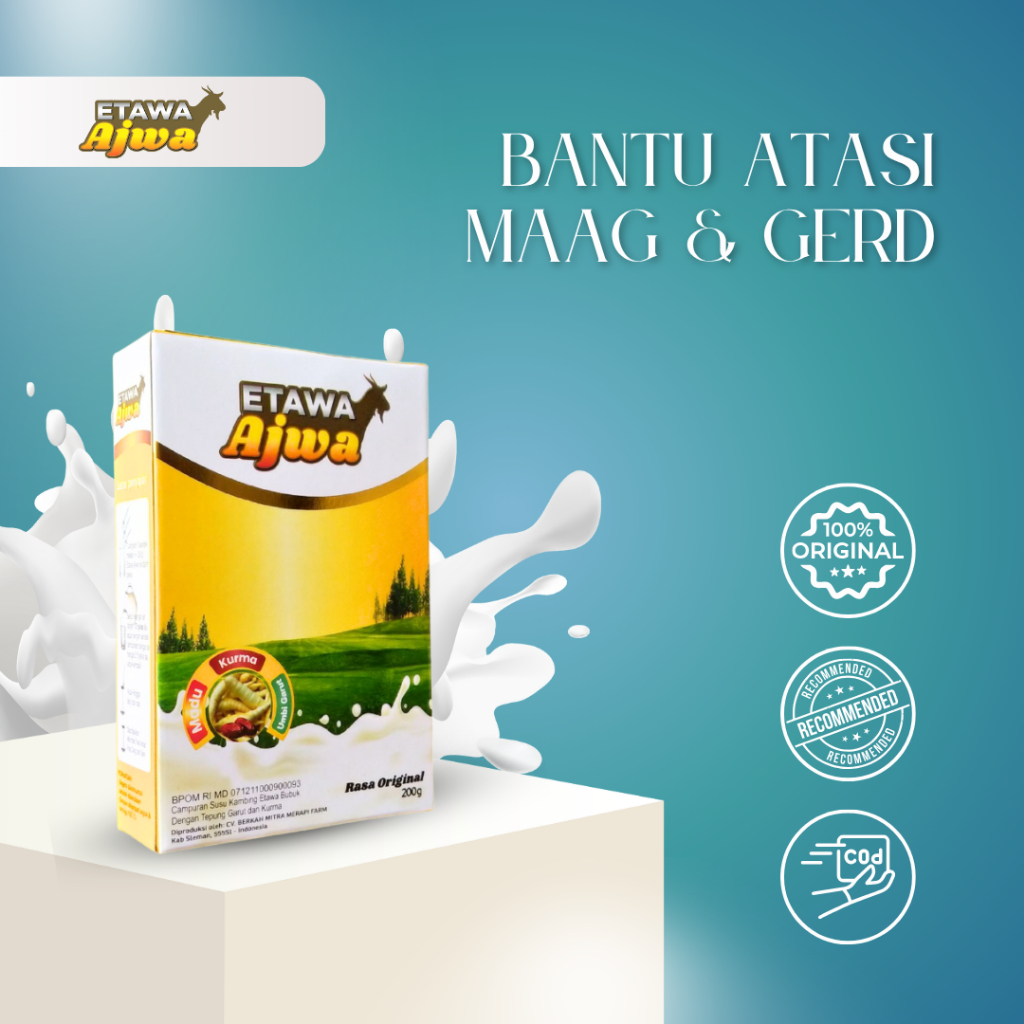 SUSU KAMBING ETAWA ETAWA AJWA 200 gr plus madu, kurma, dan ubi garut untuk maag dan gerd