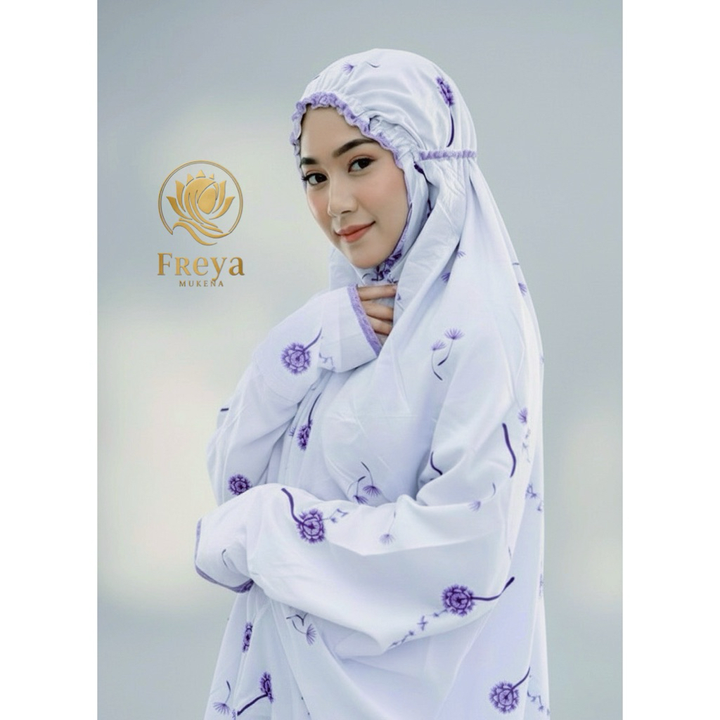 MUKENA BORDIR PREMIUM BUNGA DANDELION TERUSAN MUKENA POLINO SANTRI LAJURAN BAHAN ADEM  LEMBUT MUKENA