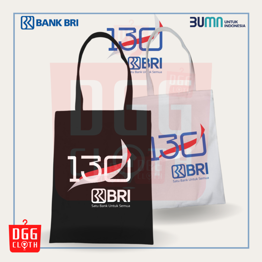 Totebag HUT BANK BRI 130 Tahun Tas Kanvas Souvenir Banyak Gambar