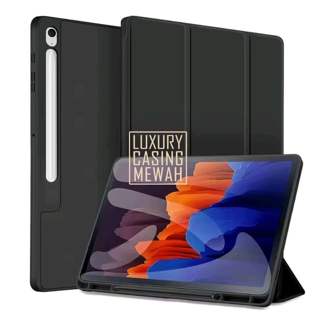 Smart Case Auto Lock Trifold Black edisi kompatibel for Samsung Tab S10 FE Plus 13.1