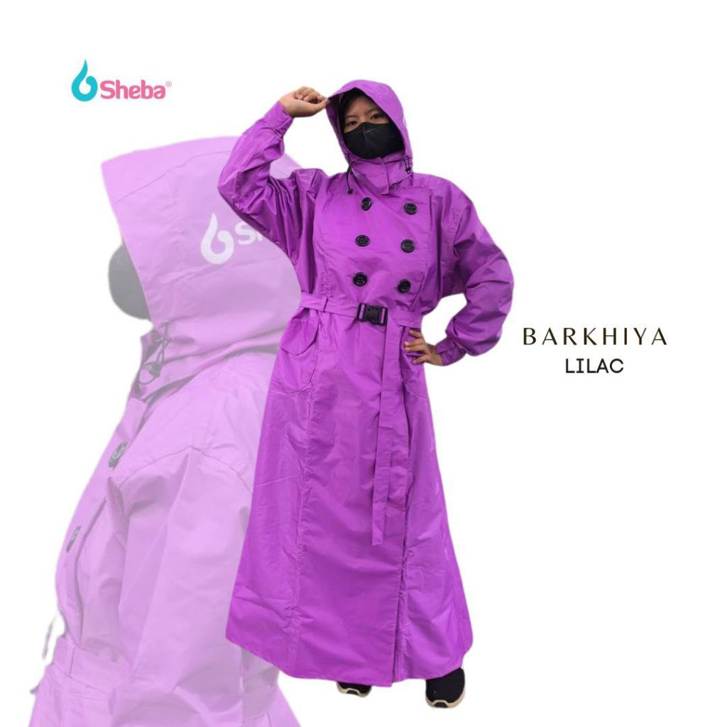 Jas Hujan Gamis Muslimah SHEBA Lilac & Wavy Lilac