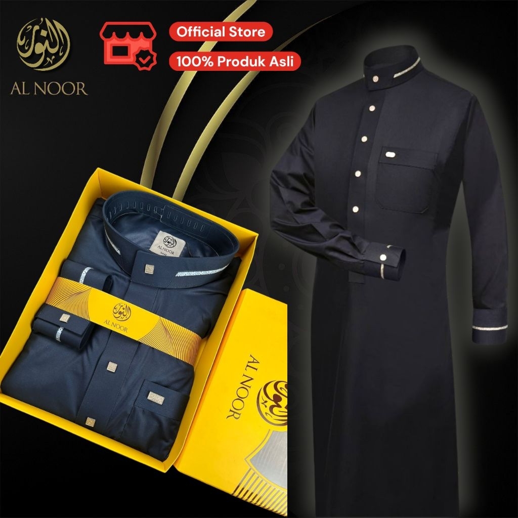 Jubah Al Noor Katun Premium Manset Model TC.985 | Hitam