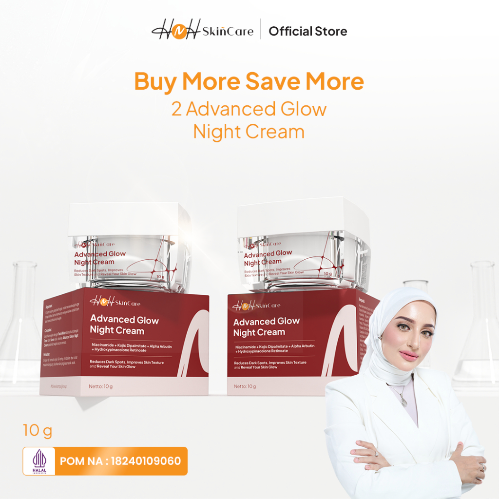 HNH Buy 1 Get 1 Free Advanced Glow Night Cream - Mencerahkan dan Menyamarkan Flek Hitam