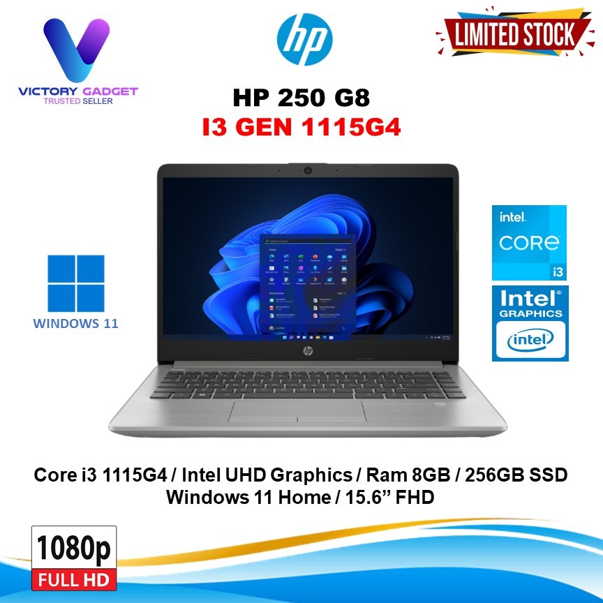 HP 250 G8 Core i3 1115G4 8GB 256GB SSD W11 15.6FHD