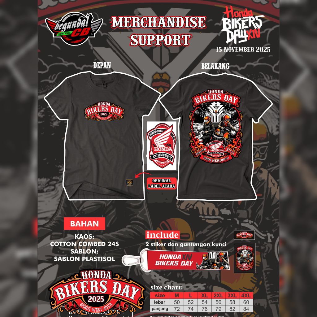 KAOS ORIGINAL HONDA BIKERS DAY 2025 merchandise support